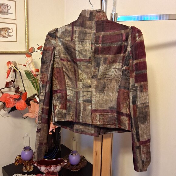 NWT Simon Chang Purple Multicolor Double-Breasted Blazer Jacket 6 S - Picture 11 of 14